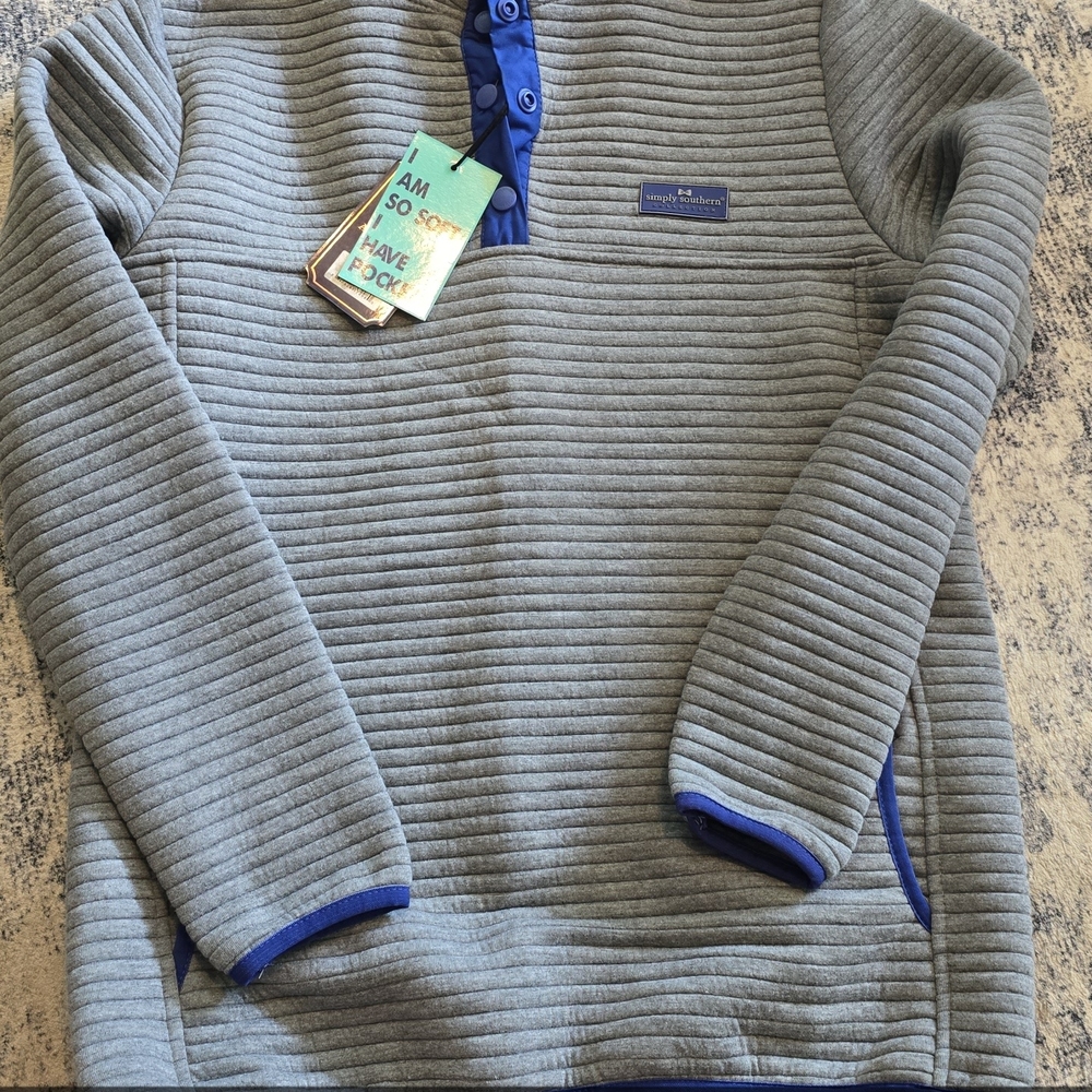 Men's Gray and Blue Sweater
